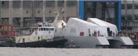 Name: chinese_stealth2.jpg
Views: 106
Size: 35.8 KB
Description: One of several new stealth trimaran FAC in Shanghai. They are now painted in blue & gray cammo pattern.