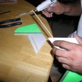 Joining the Elevator Halves with Hot Melt Glue.