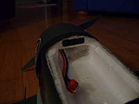 Name: P1010876.jpg
Views: 220
Size: 36.0 KB
Description: Foam removed from battery compartment to push battery further forwards.