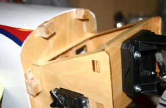 4. I mounted the cowl mounting blocks, glued to the firewall.