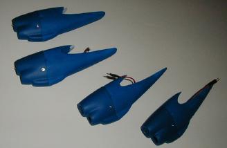 The finished motor assemblies, ready for mounting on the wing.