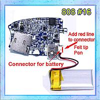 Name: 808-#16-2.jpg
Views: 78
Size: 193.9 KB
Description: Mark the positive lead on the battery and camera connector