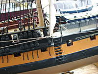 Name: 02 completed course sail rigging.jpg
Views: 142
Size: 111.6 KB
Description: Removable clips so main course sail can be struck for high wind conditions.  I have never had to strike the forecourse.