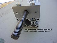 Name: 5.jpg
Views: 138
Size: 62.7 KB
Description: I will have to cut a bit off the lead screws before final assembley, since I am still fitting parts it will have to wait. I did better than I thought I will have 25" travel in bot Y axis's.