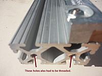 Name: 8.jpg
Views: 130
Size: 61.5 KB
Description: These two holes had to be threaded to hold the padded stops and the mountings on both ends.