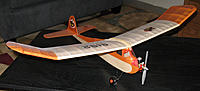 Name: IMG_0655(1).jpg
Views: 45
Size: 137.4 KB
Description: Buzzard Bombshell.  Joe Konefes gave me the plans for this model shortly before he passed away.  It was designed so it can be entered in multiple events i.e. Old Time Replica, 1/4A Nostalgia and PeeWee .020.  Joe was a great guy.