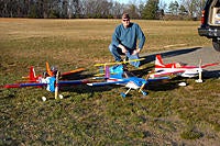 Name: A few sweet flyers.jpg
Views: 189
Size: 251.4 KB
Description: Can't say I don't shop around!
Front row L to R Addiction X, by Precision aerobatics, Hobby King's, 51" Slick, And 3DHS 51" AJ Slick
Back row L to R Parkzone's old reliable T_28 in Blaze orange and E-flight's PT-17 Stearman