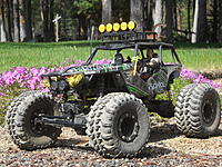 Name: DSCN0494.jpg
Views: 75
Size: 316.6 KB
Description: ...my Wraith is set up for tough trailing, and makes it look easy with lower gearing with 3cell lipo power