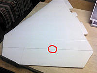 Name: 2011-06-27 08.13.34.jpg
Views: 262
Size: 59.9 KB
Description: Thinned down wing with hinge line drawn. A hinge will be glued over the aileron edge and at the root and then two more spaced between