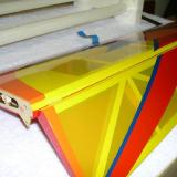 Deflected and temporarily taped aileron