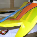 The rudder hinged in same fashion as the ailerons and temporarily taped to assist in sealing the hinge gap
