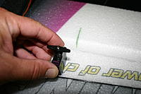 Name: IMG_6748.jpg
Views: 109
Size: 128.2 KB
Description: Locate the proper position for the servo and trace a line around it. Locate the servo so that the control rod will be as straight as possible.
