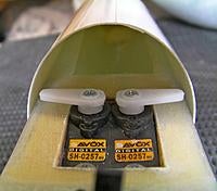 Name: ham 10.jpg
Views: 125
Size: 95.6 KB
Description: Cut apertures into the internal nose sheaf for servo's and batteries, made and fitted a servo tray