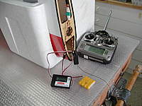 Name: 005.jpg
Views: 354
Size: 90.2 KB
Description: Here you see my pigtail for working on the wings, my setup Rx, Tx, battery and amp meter.