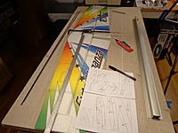 Name: DSC00058.jpg
Views: 224
Size: 221.5 KB
Description: Step 06b - cut a slit 88mm at the center of the wing outward, make this as straight as possible for the entire length. Test fit the rod, remove, fill the slot with Welders, re-insert the rod, cap of with a little more Welders, wipe off excess.