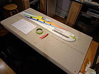 Name: DSC00080.jpg
Views: 164
Size: 186.9 KB
Description: Step 09c - Carefully join the pieces. You only get one chance, so locate it accurately when bringing the two pieces together. Use tape to hold the bottom nose in place until glue is completely set. Do not do the little nose piece at this time!