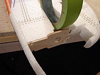 Name: DSC00141.jpg
Views: 169
Size: 134.1 KB
Description: Step 13d - Stick something in the split of the fuselage to spread it and join the firewall as show. Note it is only the top part that gets glued now.