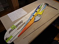 Name: DSC00161.jpg
Views: 188
Size: 208.4 KB
Description: Step 14 - Cut a slot for the carbon rod. Thru the notch in the motor mount to 10mm above the cut out for the elevator.  Use a straight edge and make just deep enough so that the rod is still slightly visible.