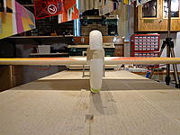 Name: DSC00199.jpg
Views: 155
Size: 233.5 KB
Description: Step 27d - Once you are happy with the fit, slide the wing aside a little and apply glue to all the mating surfaces. Look straight down the fueslage to make sure the wing and elevator line up.