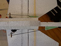 Name: DSC00221.jpg
Views: 178
Size: 105.4 KB
Description: Step 35c - Top view of push rods, note the slight bend in the Rudder control rod right near the servo horn.