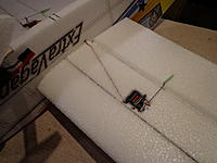 Name: DSC00235.jpg
Views: 170
Size: 177.0 KB
Description: Step 36b - Cut a shallow slit in the foam and tuck the wires in, no glue needed