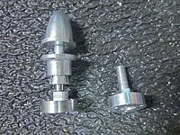 Name: Prop adapter 2012-08-04 002.jpg
Views: 181
Size: 266.2 KB
Description: Stock aluminum on right. 5.5 mm will not allow me to use a prop adapter like the one on the left which is stainless and 5mm