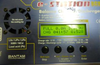 The reading on my charger with the 4-cell pack after the first charge.
