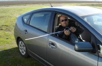 Jeff Hunter holding my speed test equipment.