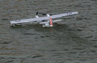 Heading out in light chop for a little taxiing practice.