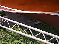 Name: IMGP2085.jpg
Views: 55
Size: 102.9 KB
Description: Welded pipe with a cradle.  Most wooden boats ride on trailers with bunks running fore & aft.