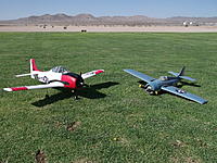 Name: DSCF1496.jpg
Views: 172
Size: 316.5 KB
Description: The pair....I was experimenting with the 2-bladed prop on the Wildcat....I'm going back to 3-blades for more power and scale looks.