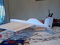 Name: 001.jpg
Views: 106
Size: 222.5 KB
Description: Kind of my "Cartoon Version P-51"....
More than adequate control surfaces, should work just fine...Not even thinking of anything less than 24g Turnigy and 3s LiPo....MORE POWER.....