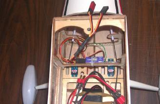 Installed servos, and receiver.