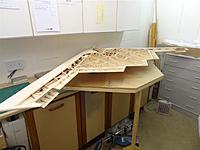 Name: DSC01358.jpg
Views: 63
Size: 92.9 KB
Description: Model assmebled for test of all flying surfaces, especially the drag rudders now I have both sides working.