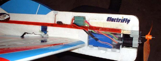 A new pocket was created for the Quark 22 as far toward the tail as the wires would allow. The old ESC pocket was filled in with EPS and taped over. The Quark was a little heavier than the brushed ESC and I didn't want a nose heavy condition again. Also t