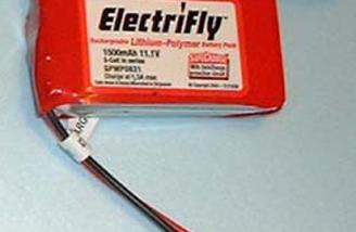 The Great Planes Electrifly 1500 3S lithium polymer battery used in this review.