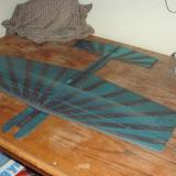 Once the wing was glued to the fuse cross-piece with odorless Cya, I checked all the flying surfaces for alignment.