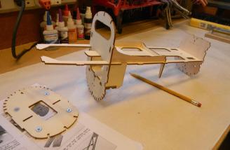 A robust fuselage core is made from plywood parts.