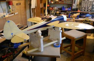 Just a little more blue trim on the tail, paint up the pilot, and it will be ready for finishing touches.