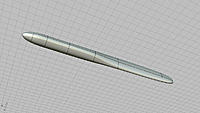Name: fuse from lines.jpg
Views: 32
Size: 101.1 KB
Description: The fuselage bubble as modeled in tSplines.  Resembles an oar blade aft of the wing. It was essentially a solid model airplane, with various compartments milled into it to accommodate machinery.