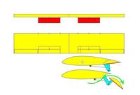 Name: big flaps three hinge.jpg
Views: 309
Size: 36.9 KB
Description: Could be a good load on the wing and would work like a air break too. Lots of power to lift off but would only need a small amount of flap, about a third.