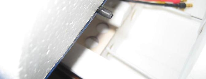 To help ease the wing installation, taper the front of the CF wing hold down dowel.