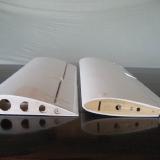 Root airfoil on the right was semi-symmetrical, but the tip airfoil on the left was high lift and flat bottom.