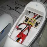 Servos, ESC, and battery layout in the front compartment.