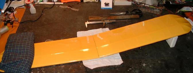 Wing construction simply consisted of joining the wing panels, and setting the dihedral at 3-3/4