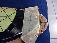 Name: PegHolecut1a1600x1200.jpg
Views: 15
Size: 302.1 KB
Description: Hole marked out in the wing ready for drilling.