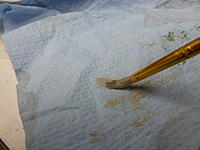 Name: P1010476.jpg
Views: 37
Size: 169.0 KB
Description: To get a dry brush lightly dip in paint and rub on paper towel until all wet is off, this part has to be a very balanced procedure you will have to just learn it as you do more, gotta create a feel for it. The brush is almost completely dry.