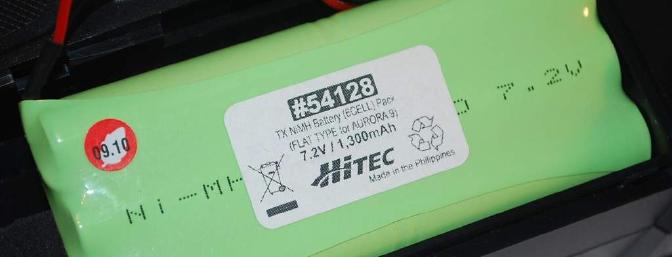 The six cell NiMh 1300mAh pack.  Since the Aurora software supports the use of a 2s LiPo you can install one if desired.