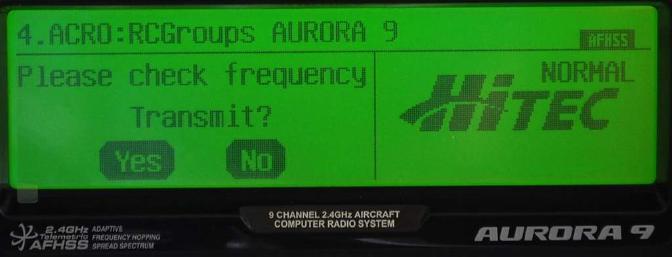 The Aurora asks every time you switch on if you want to transmit an RF signal.