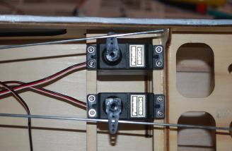 Standard servo installation in the laser cut servo tray.